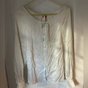 Kate Spade silky top with bow creamy white size small